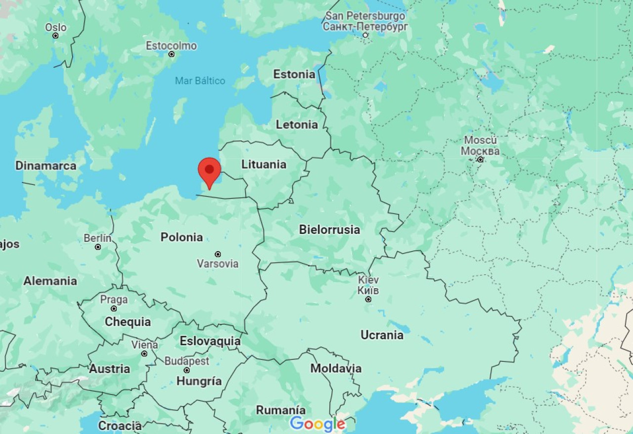Kaliningrado, mapa. Google map.