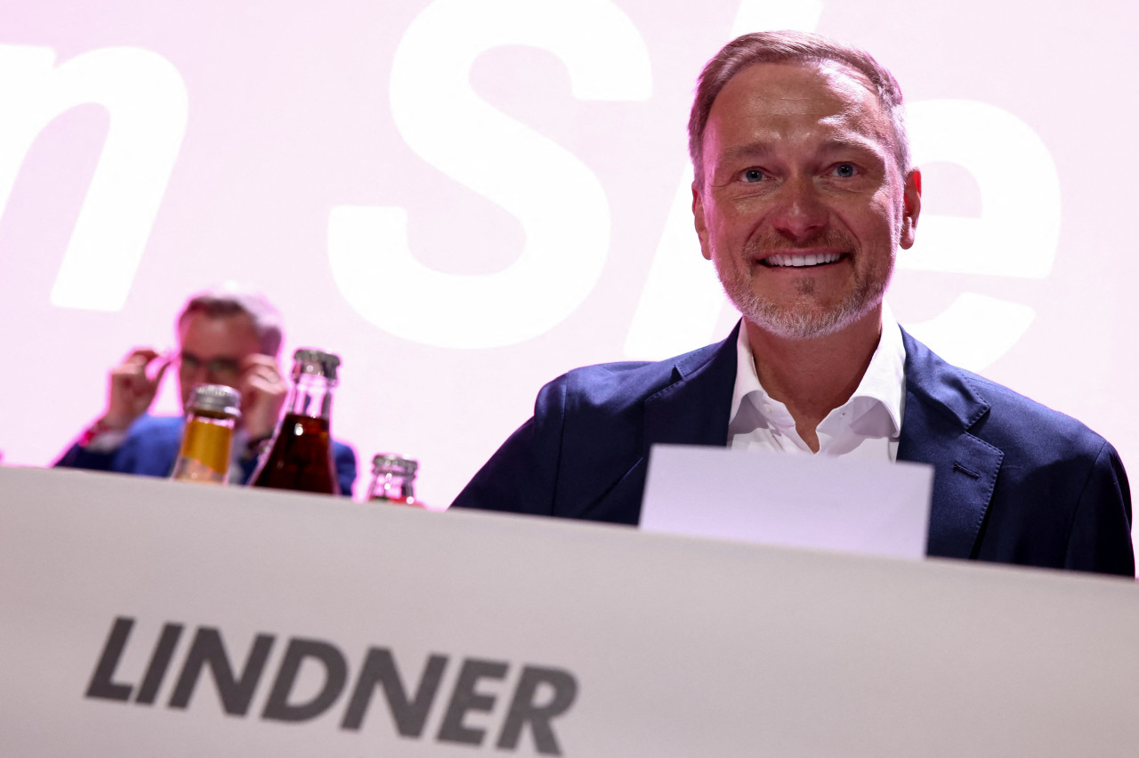 Christian Lindner en el congreso del Partido Liberal Alemán. Foto: REUTERS.